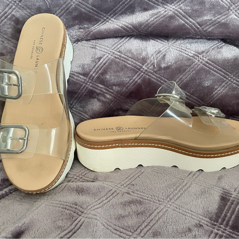 Chinese Laundry Clear Platform Sandals